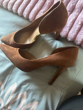 Brown Suede Pointed-Toe Stiletto Heels - Women